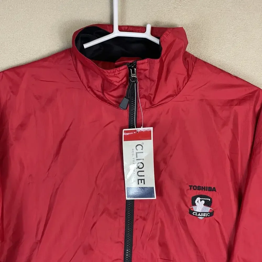 Clique Jacket Mens‎ XL Red Toshiba Golf Classic Windbreaker Full Zip Lightweight